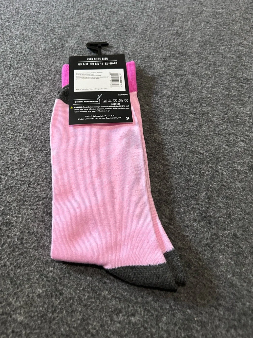 AC/DC Official Licensed Pink Graphic Crew Socks NWT Fits Shoe Size US 7-12